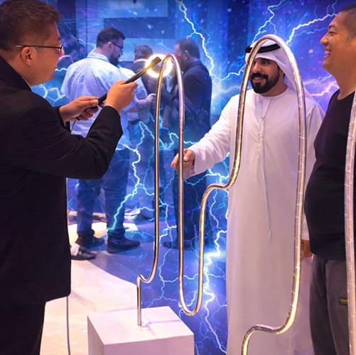 Giant Buzz Wire rental in Dubai with custom branding and wire shape for corporate events, brand activations, and carnival games in the UAE